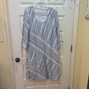 Soft Surroundings Striped Blue and White A-Line Tunic Dress